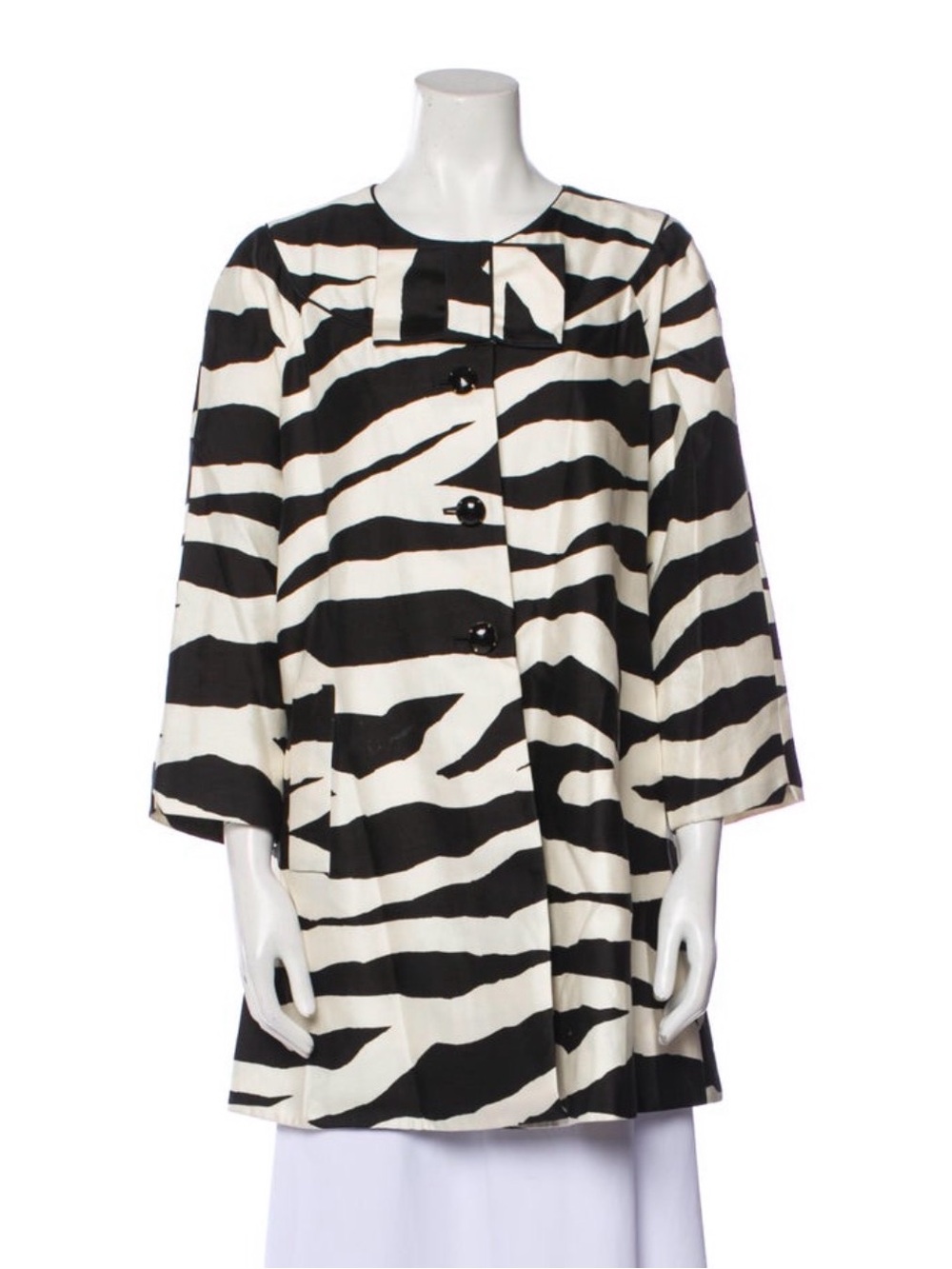 Kate Spade Zebra Coat Jacket Topper With Bow Detailing Size M